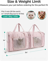 BAGSMART Double Cat Carrier for 2 Cats, Large Soft Pet Carriers for Travel