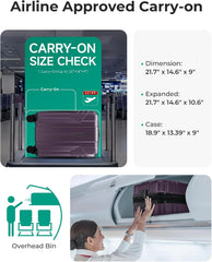 BAGSMART Expandable Carry On Luggage 22x14x9 Hardside, Crimson Purple