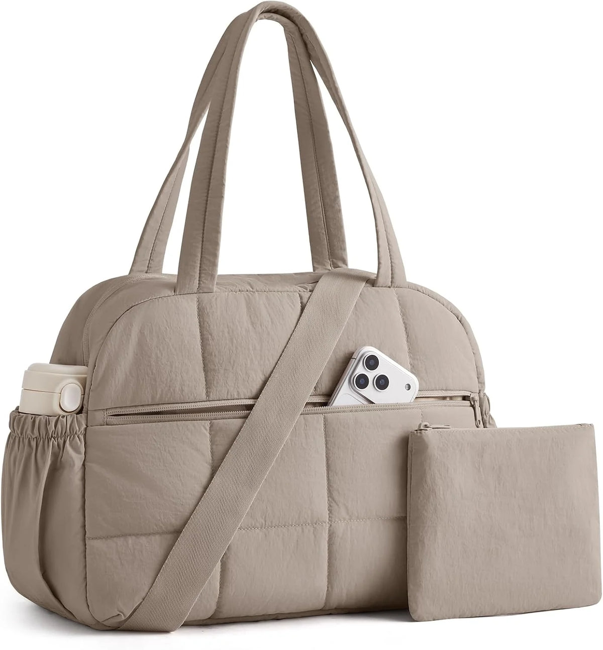 BAGSMART Small Gym Bag for Women, 2 Set Travel Duffel Bags, Camel