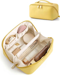 BAGSMART Makeup Bag Travel Cosmetic Bag,Women Toiletry Case, Yellow