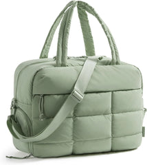 BAGSMART Gym Bag for Women, Carry on Travel Duffel Bag, Water-resistant Weekender with Shoe Compartment for Gym Travel Work, Green, Medium