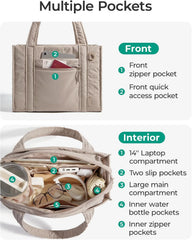 BAGSMART Boxy Tote Bag for Women, Crossbody Work Bag with Zipper