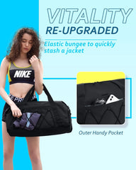 BAGSMART Small Gym Bag with Shoe Compartment & Wet Pocket, Lightweight Sports Travel Duffel, Carry On Weekender Overnight, Water Resistant Sports Gym Tote for Swimming Yoga, Almond Oil