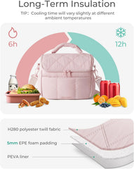 BAGSMART Insulated Lunch Bags for Women, Cute Quilted Lunch Box