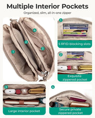BAGSMART Cross Body Purse, Medium Crossbody Bags for Women Travel Purse, 4.3L Puffy Handbag Wallet with RFID Blocking Slots