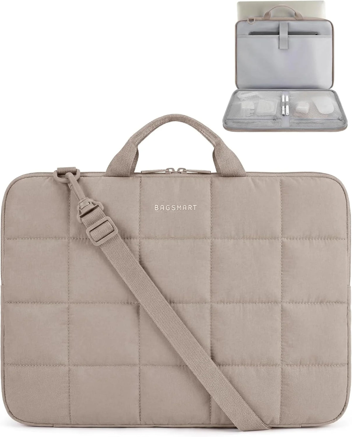 BAGSMART Laptop Case with Handle, Puffy Laptop Sleeve Bag for Women