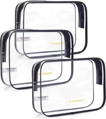 BAGSMART Clear Toiletry Bag 3-Pack TSA Approved Water-Repellent, Black