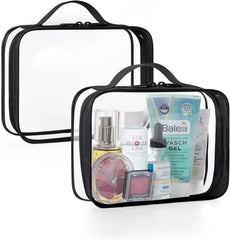 BAGSMART Clear Toiletry Bag with Handle 2-Pack TSA Approved, Black