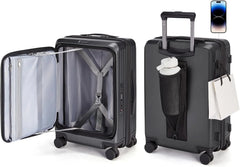 BAGSMART 20" Expandable Top-Opening Carry-On, Double Spinner, TSA, Black