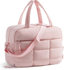 BAGSMART Gym Bag for Women, Carry on Travel Duffel Bag, Water-resistant Weekender with Shoe Compartment for Gym Travel Work, Light Pink, Medium