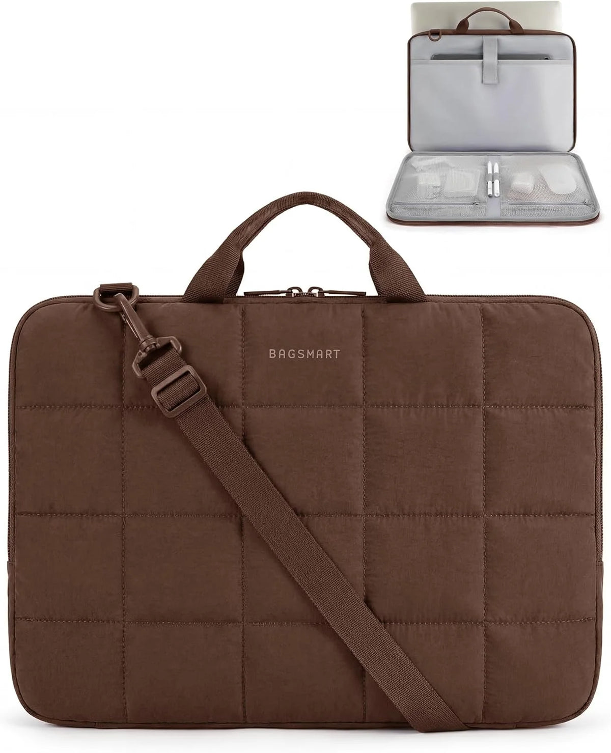 BAGSMART Laptop Case with Handle, Puffy Laptop Sleeve Bag for Women