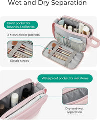 BAGSMART Travel Toiletry Bag for Women, Water-resistant, Pink