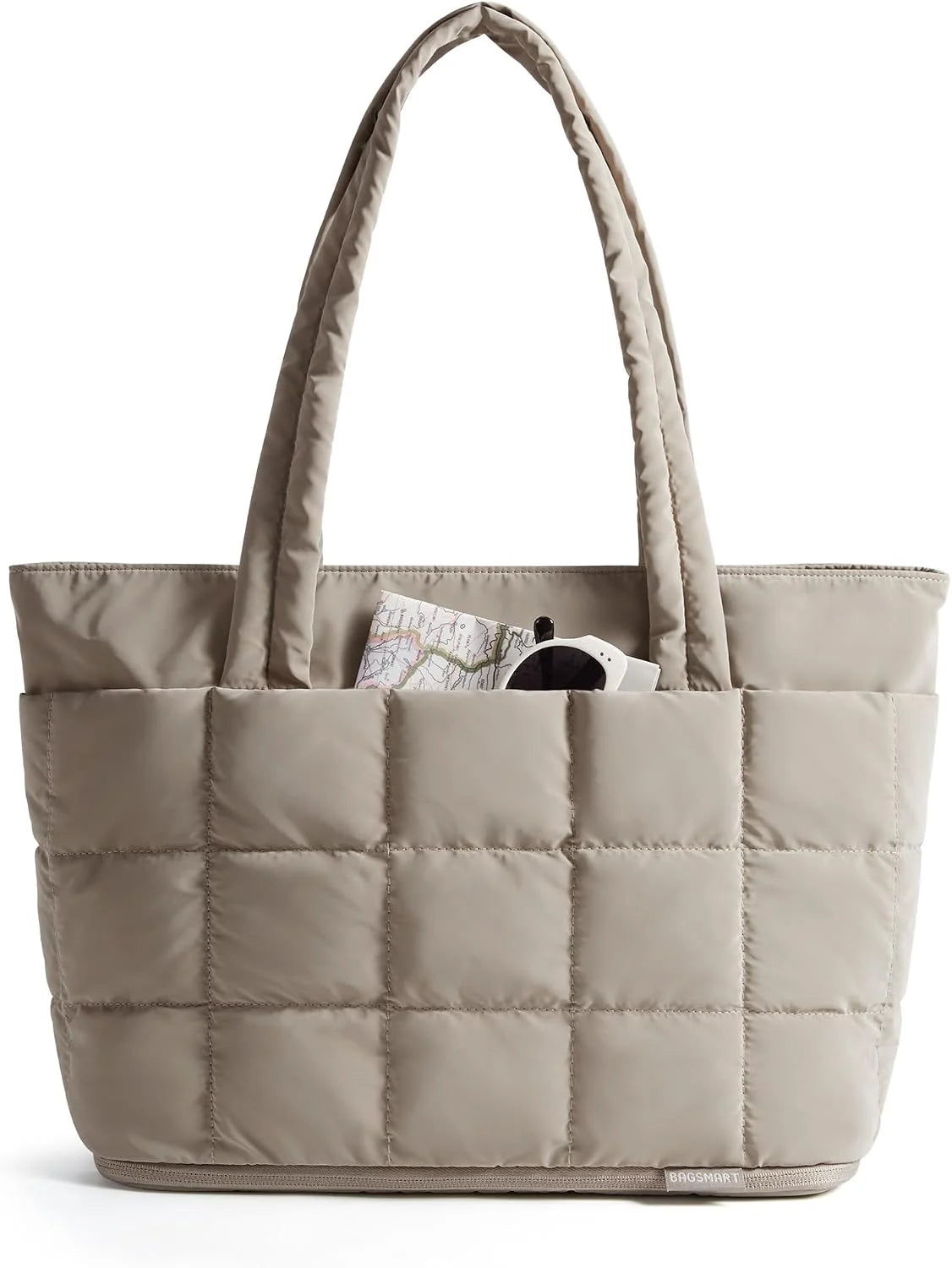 BAGSMART Expandable Tote Bag for Women, Puffer Work Tote Travel Bag