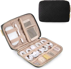 BAGSMART Large Electronics Travel Organizer Case for Wome, Polyester, Black