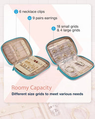 BAGSMART Jewelry Travel Organizer Case Ring Binder Storage Rolls, Teal