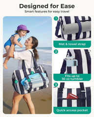 BAGSMART Large Beach Bag for Women, Oversize Tote Bag for Travel/Swim Pool/Summer