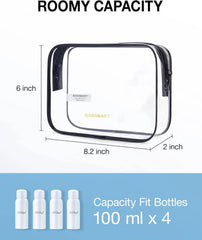 BAGSMART Clear Toiletry Bag 3-Pack TSA Approved Water-Repellent, Black