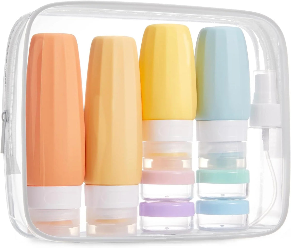 BAGSMART 18 Pack TSA Approved Travel Bottles for Toiletries, Leak Proof Silicone Travel Size Containers Bottles for Shampoo, Macaron