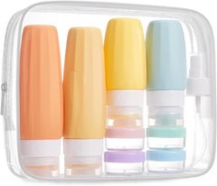 BAGSMART 18 Pack TSA Approved Travel Bottles for Toiletries, Leak Proof Silicone Travel Size Containers Bottles for Shampoo, Macaron