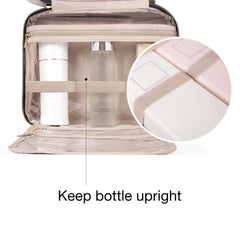 BAGSMART Toiletry Bag Travel Bag with Hanging Hook, Water-resistant Makeup Cosmetic Bag Travel Organizer for Accessories, Shampoo, Full-size Container, Toiletries (Brownstone Yellow, Large)