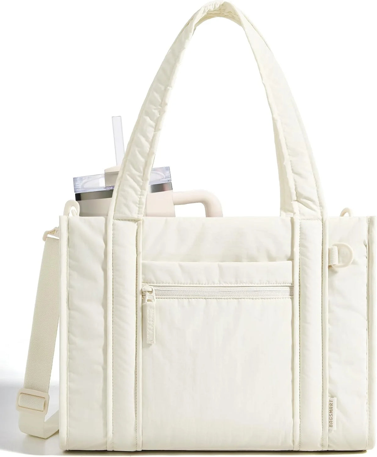BAGSMART Boxy Tote Bag for Women, Crossbody Work Bag with Zipper