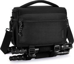 BAGSMART Camera Sling Bag with Tripod Holder & Rain Cover, Black