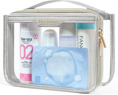 BAGSMART Clear Toiletry Bag for Travel, TSA Approved, 1-Pack, Grey