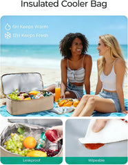 BAGSMART Beach Bag for Women, Mesh Tote Bags with Zipper, Sandproof Vacation Essentials with Cooler for Swim Cruise Pool