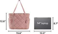 BAGSMART Crush Tote Bag for Women, 20L Puffer Work Tote with Zipper
