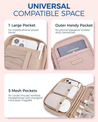 BAGSMART Cord Organizer Travel Cable Organizer Bag Tech Electronic Organizer Travel Case, Travel Essentials for Charger, Cable, Phone, Flash drive, Single Layer - Pink