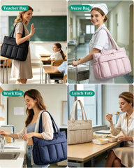 BAGSMART Puffer Tote Bag for Women, 21L/26L Work Tote Shoulder Handbag