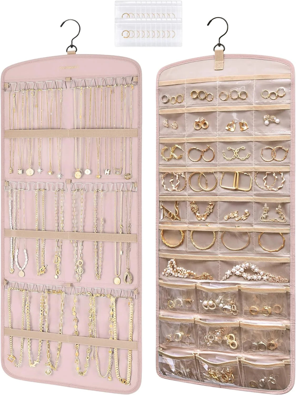 BAGSMART Hanging Jewelry Organizer, Necklace Holder Large Pink