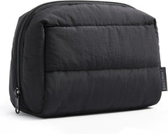 BAGSMART Makeup Bag Small, Puffy Wide-open Zipper Cosmetic Pouch, Black